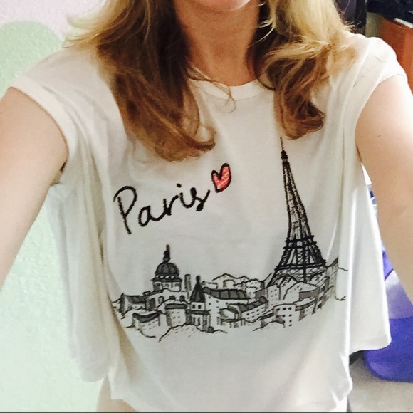 Eiffel tower paris relaxed crop top white - Picture 2 of 8